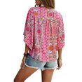 thumbnail image 5 of Gvmfive Women Floral Print V Neck Short Sleeve Loose Blouse Casual Tops Shirt, 5 of 5