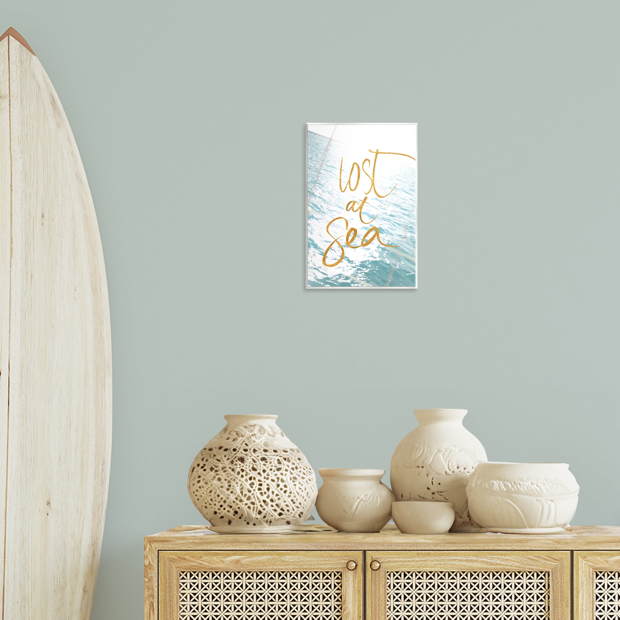 Stupell Industries Lost At Sea Phrase Coastal Painting Unframed Art Print Wall Art, 10 x 15