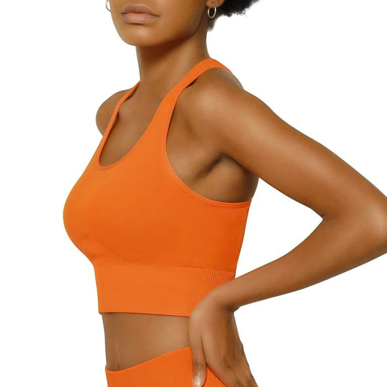 INNERSY Women's Sport Bra Padded Racerback Mid-Low Impact Workout Bra  Fitness Yoga Top (S,Orange)