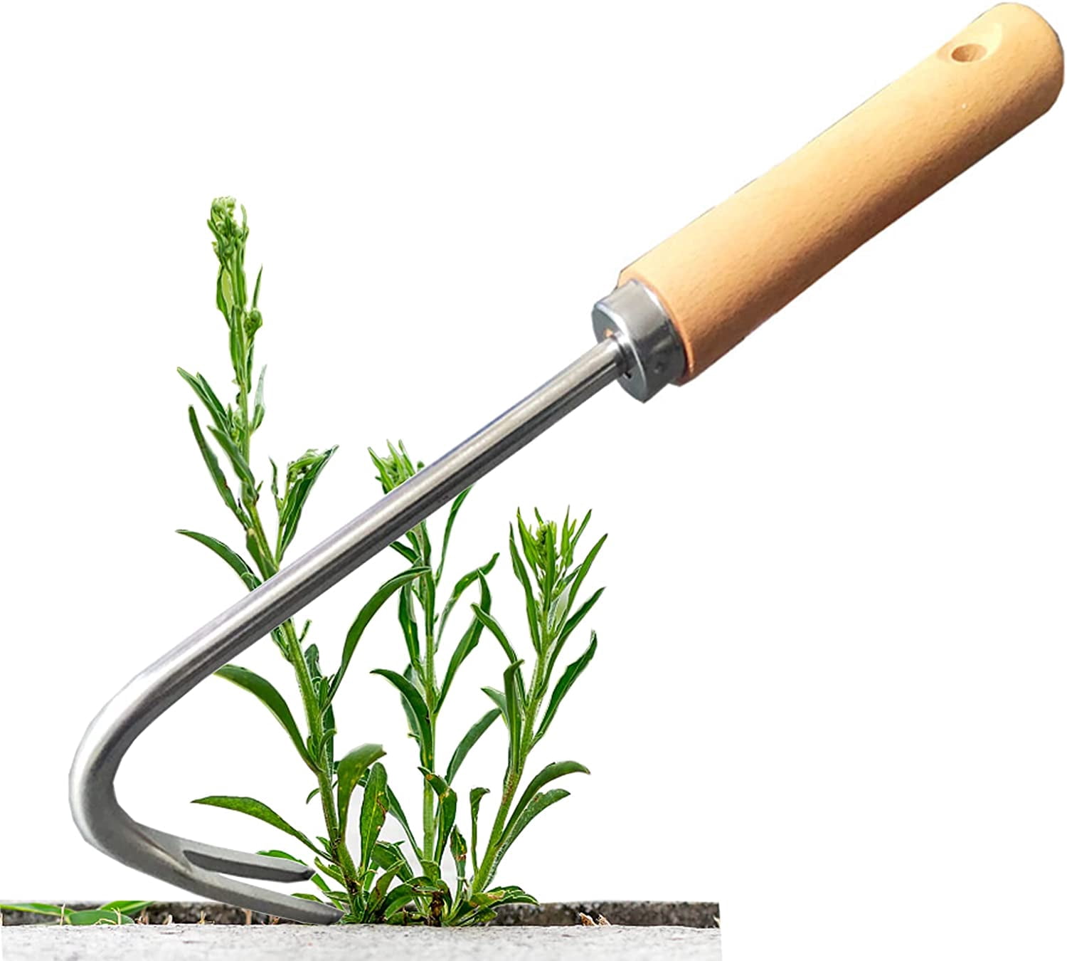 Désherbeur Manuel En Acier Inoxydable Avec Manche Bois - Outil à Levier Pour Arracher Mauvaises Herbes Racines - 12