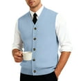 thumbnail image 6 of Mens Plain Sweater Vests V Neck Sleeveless Cardigan Vest Knitwear, 6 of 7