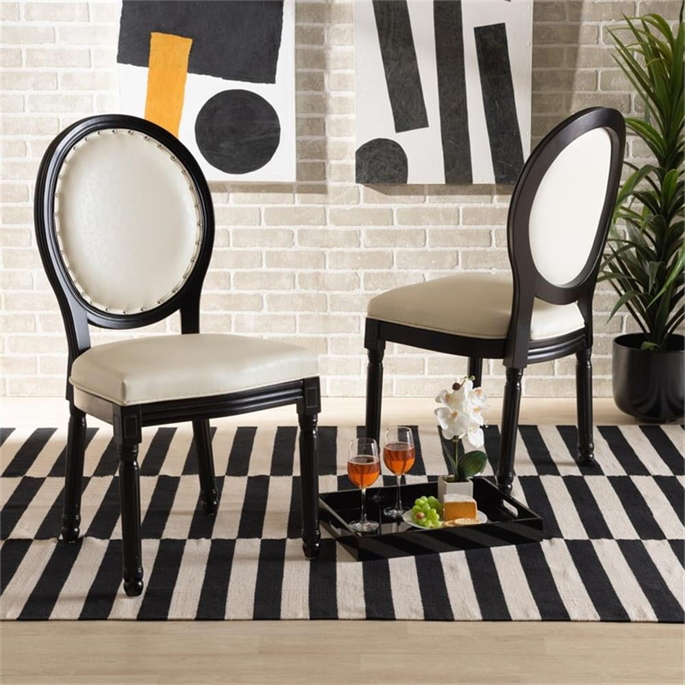 Baxton Studio Louis Beige and Black Finished Wood 2-Piece Dining Chair Set