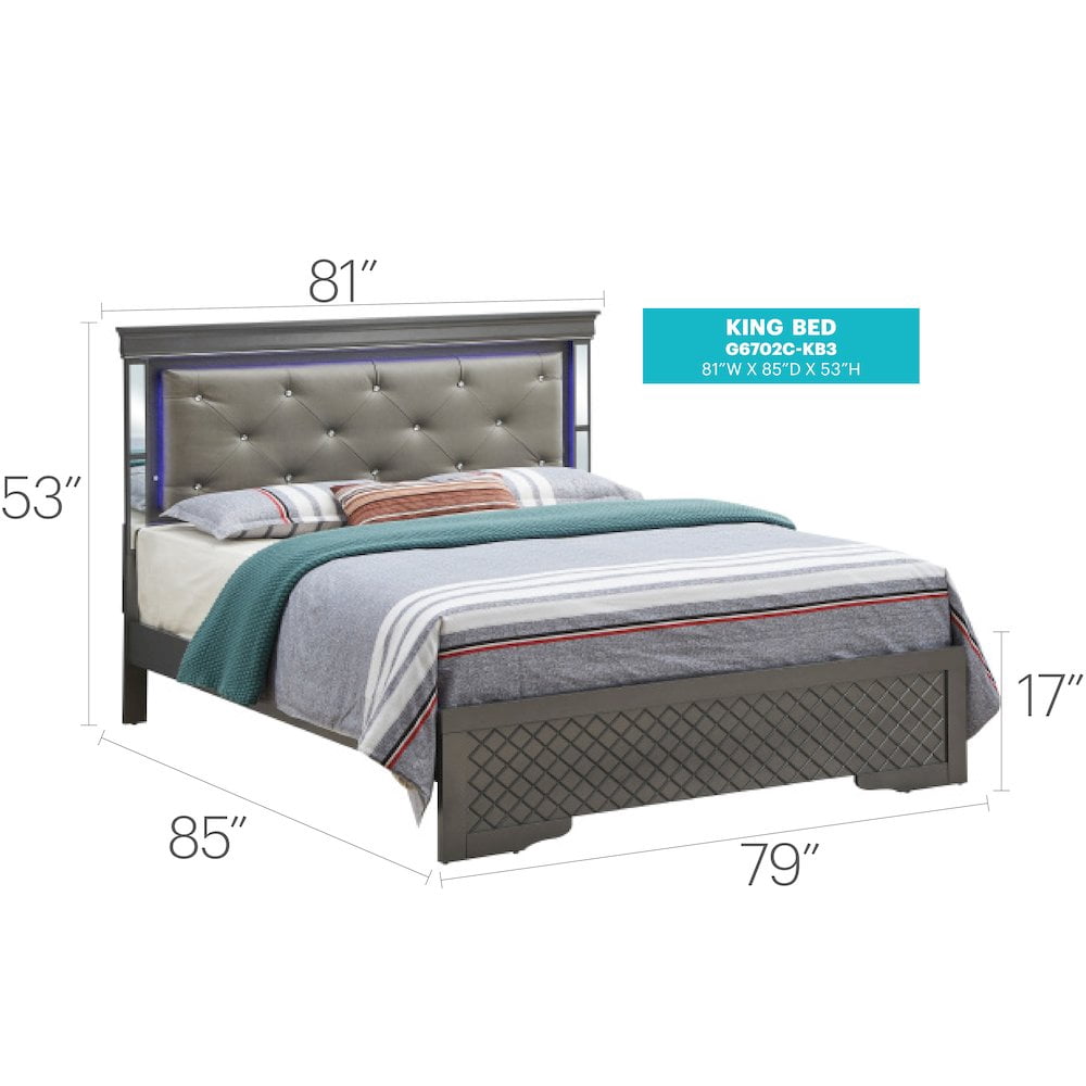 Glory Furniture Verona King Bed in Metalic Black Color