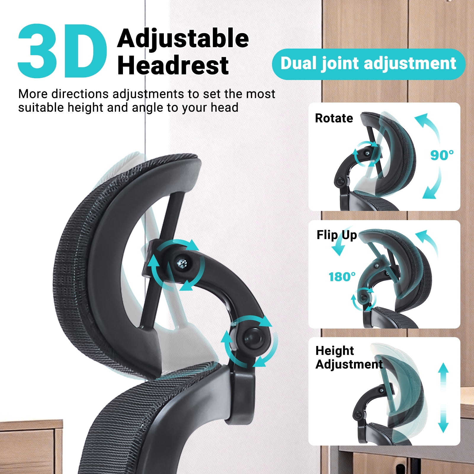 400lbs Ergonomic Office chair with Footrest, High-Back Mesh Desk chair with Adjustable Lumbar Support & Headrest & Armrest, Comfy Computer Gaming chair with Heavy Duty Base for Work, Home & Gaming
