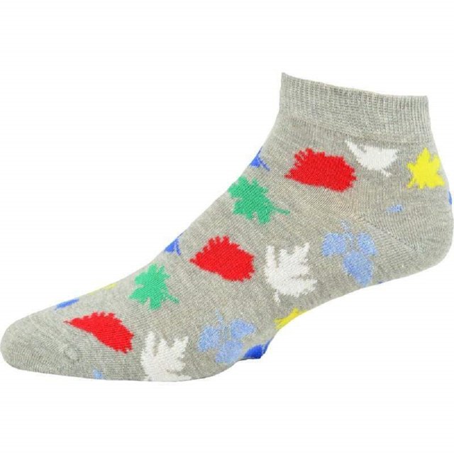 Sierra Socks Men's Leaf Pattern Ankle Cotton Socks (Shoe Size: 9-12, Gray)