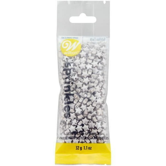Sac de paillettes Étoiles argent, Wilton, 30 g Sac paillettes Étoiles argent