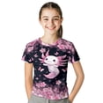 thumbnail image 2 of Garronmavis Cherry Blossom Axolotl T-Shirts for Kids Girls 9-10 Summer Short Sleeve Crewneck Shirts Cute Graphic Tees Y2K Pullover Top Cozy Casual Play Clothes for School Daily Wear, 2 of 6
