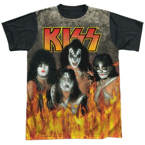 Kiss - Through The Fire - Short Sleeve Black Back Shirt - Large