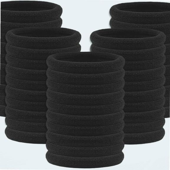 50 Pcs Hair Ties for Women, Black Large Thick no Pull Ponytail Holder, Cottonno Crease Elastic Fabric Hair Bands