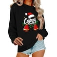 thumbnail image 2 of Women's Jingle Bell Print Christmas Sweatshirt Round Neck Hoodless Loose Fit Casual Holiday Wear, 2 of 6