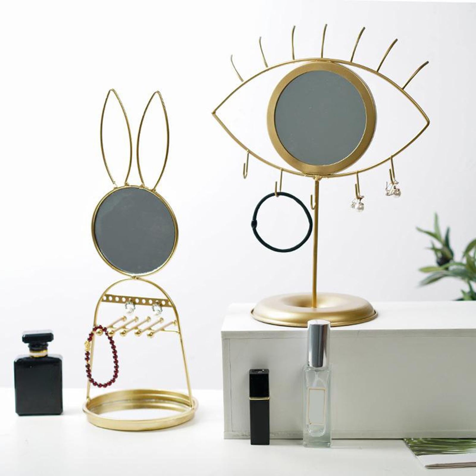 WLPZXP Eye Design Desktop Mirror Jewelry Storage Organizer: Metal Holder Hanging Mirror