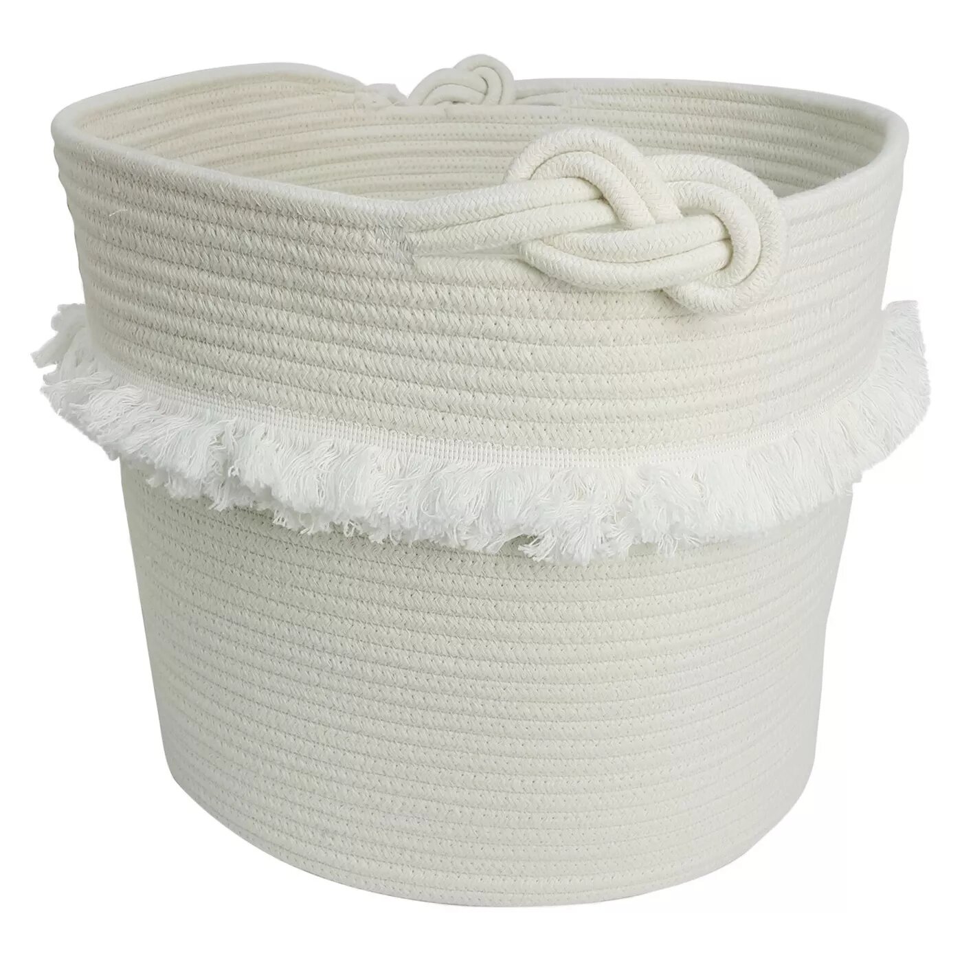Pillowfort White Rope Toy Storage Basket with Fringe Large, Easily