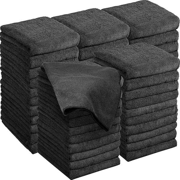 wonima11 48 Pack Bleach Proof Towels 16x 26inch Microfiber Absorbent Hair Towels Bulk Bleach Salon Hand Drying Cloth for Gym Bath Spa Shaving Shampoo Home(Black)