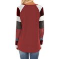 thumbnail image 3 of Women Color Block Long Sleeve Round Neck Pullover Shirt, 3 of 3