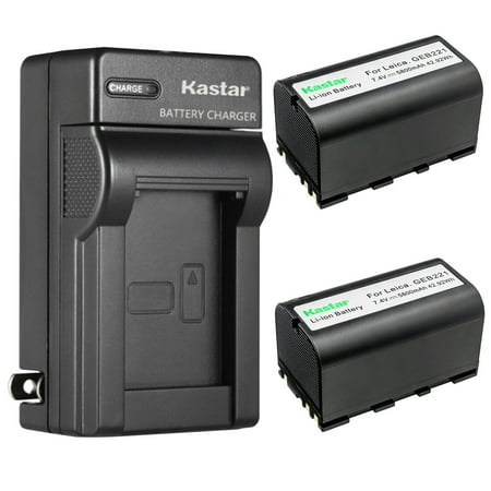 Kastar 2-Pack Battery and AC Wall Charger Replacement for Leica GRX1200 GX1200 Piper 100 Piper 200 RX1200 RX900 SR20 TS02 TS06 TS09 TS11 TS12 TS16 TC1200 TS1200 TPS1200 Total Station