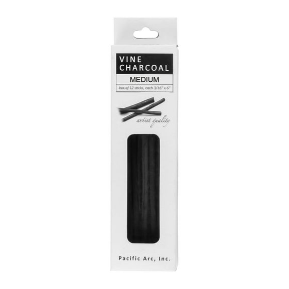 Pacific Arc - Artist Vine Charcoal, Soft, Black 4 Charcoal Sticks for Drawing, Sketching, and Fine Art