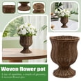 thumbnail image 3 of Decorr 9.84"Brown Goblet Woven Planter Urn Shape, Decorative Rattan-Style Urn Flower Pot, Rustic Farmhouse Tabletop Decor for Indoor Outdoor Use, 3 of 7