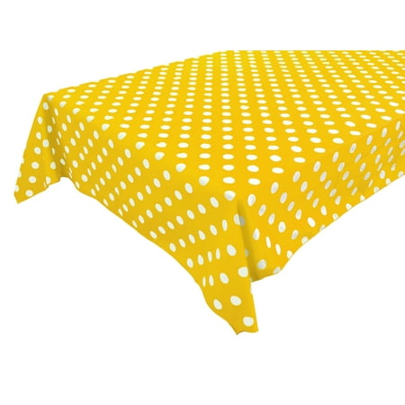

Cotton Tablecloth Polka Dots Print / White Dots on Yellow