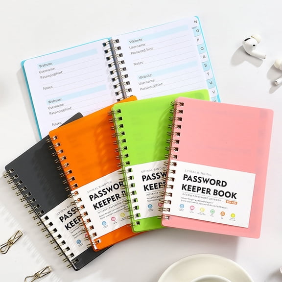 Password Book with Individual Alphabetical Tabs, 4.3"x5.7" Small Password Notebook, Spiral Password Keeper, Internet Address and Password Organizer, Password Logbook for Home Office, Sky Blue