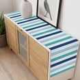 thumbnail image 4 of Blue Teal Striped Table Runner - 90 Inch Long, Kitchen Dining Table Runner Dresser Scarves, Farmhouse Stripes Simple Art Farmhouse Decor for Coffee Tables Wedding Party Banquet, 4 of 8