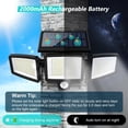 thumbnail image 5 of Solar Outdoor Lights 2500LM 210 LED Security Lights with Remote Control,3 Heads Motion Sensor Lights, IP65 Waterproof,270° Wide Angle Flood Wall Lights with 3 Modes(4 Pack), 5 of 8