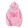 thumbnail image 3 of Lroveb Breast Cancer Awareness Hoodies for Women Plus Size Long Sleeve Loose Solid Color Printing Hoodie Sweater Pink Ribbon Graphic Sweatshirt Pink, 3 of 3