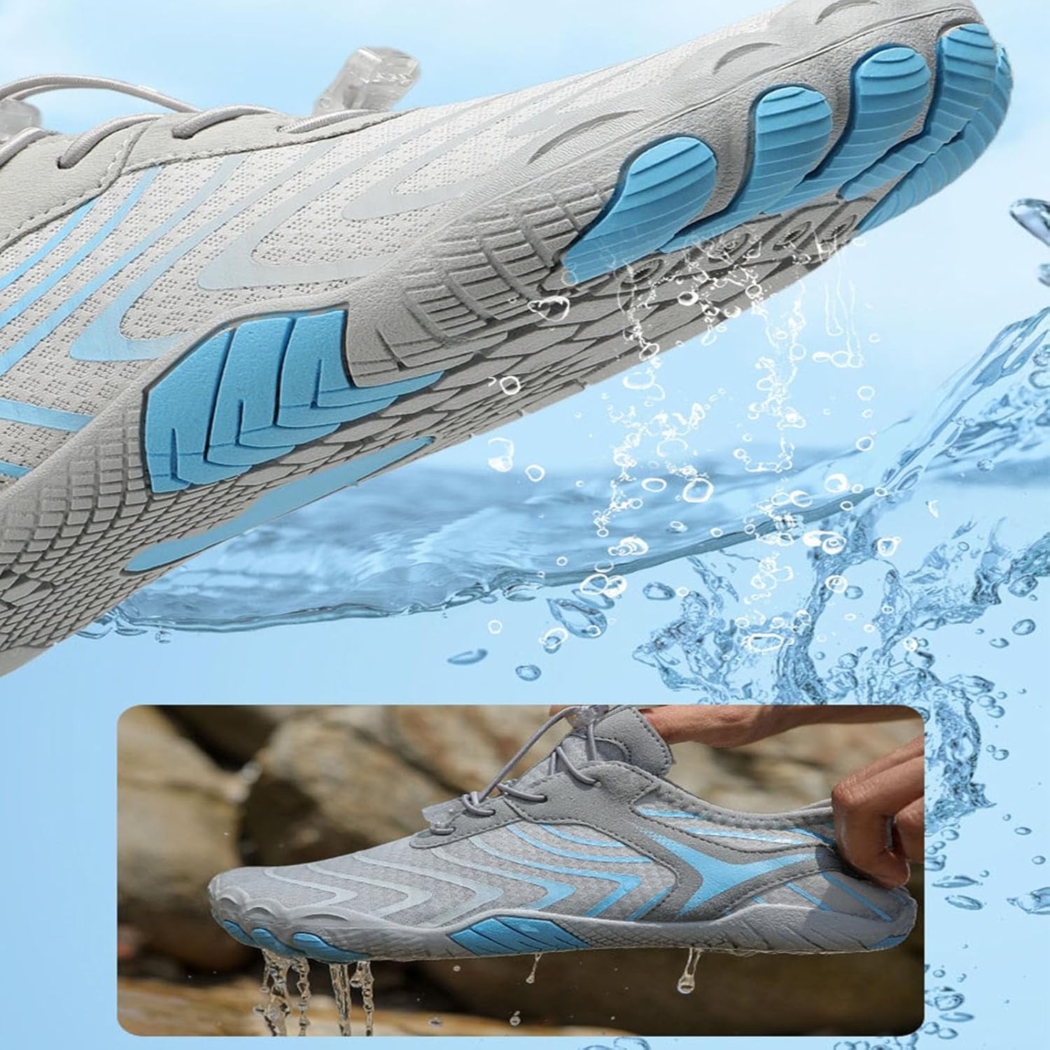 Water Shoes Men's Women's Grounding Shoes, Quick Drying Sports Hiking Grounding Shoes, Breathable Lightweight Non-slip Grounding Shoes,44, white