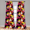 thumbnail image 4 of Ambesonne Emoji Curtains, Colorful Rounds Funny Faces, Pair of 28"x84", Pink Yellow Black, 4 of 5