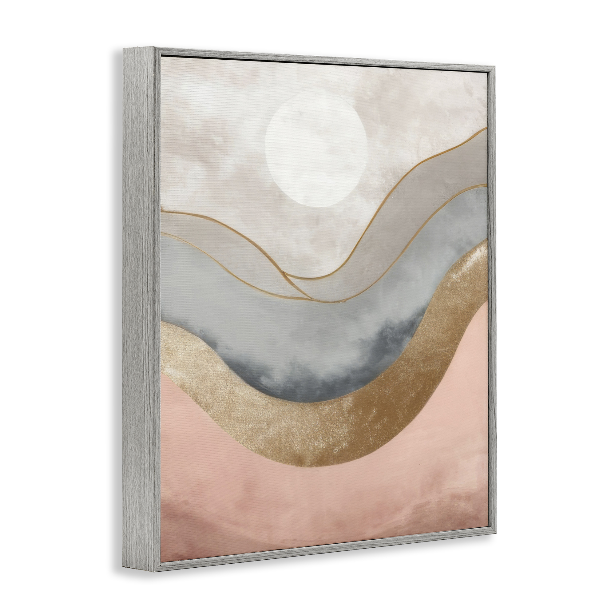 Stupell Industries Lunar Curves Landscape Abstract Painting Gray Framed Art Print Wall Art, 24 x 30