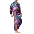 thumbnail image 2 of Fotbe Beautiful Flower Blue Bird Pijama de Hombre con Estampado de Manga Larga, Conjunto de 2 Piezas, Ropa de Dormir Suave y Cómoda con Bolsillos-X-Large, 2 of 7