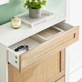 thumbnail image 4 of GloryStar Slim 24" Rattan Shoe Storage Cabinet, Hidden Shoe Organizer with Flip-Down Compartments, Drawer & Adjustable Shelves for Entryway or Hallway, 4 of 8