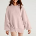 thumbnail image 5 of Hogleaql Womens Crew Neck Oversized Sweaters Batwing Long Sleeve Knitted Fall Cozy Jumper Tops Dressy Insulated Loose Pullover Solid Sweater Light pink L, 5 of 6