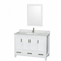 Sheffield 48 in. Single Bathroom Vanity in White - White Carrera Marble Countertop - Undermount Square Sink - and 24 in. Mirror