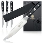 Kessaku 5-Inch Steak Knife 4 Pack Set - Dynasty Series - Forged ThyssenKrupp German HC Steel - G10 Handle with Blade Guards