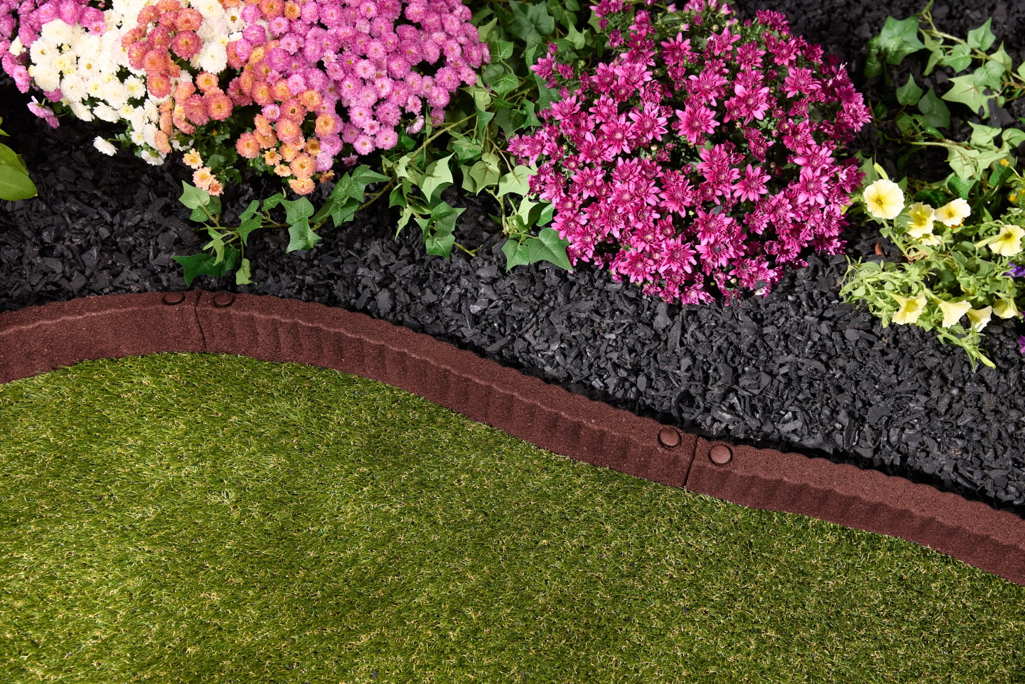 Expert Gardener 2' x 3" Red Recycled Rubber Garden Border Landscape Edging - 18 Pack