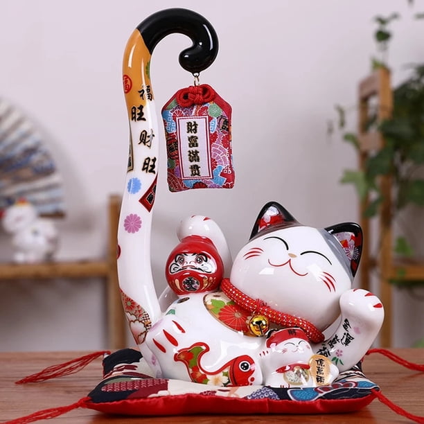 8.6 Inch Ceramic Maneki Neko Lucky Cat Money Box Coin Bank