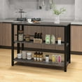 thumbnail image 2 of Costway 36" Tall 3-Tier Bar Table with Storage Metal Frame Adjustable Foot Pads Gray, 2 of 10