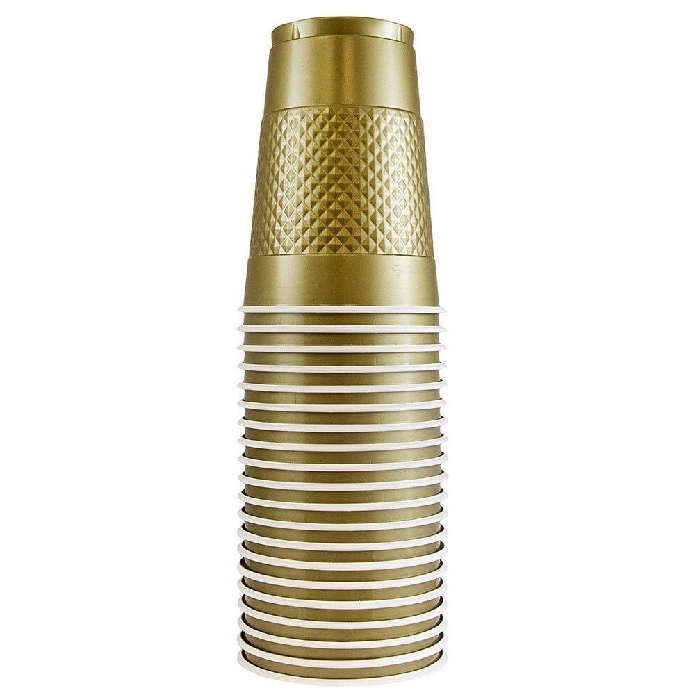 JAM Paper Plastic Cups, 16 oz, Gold, 20/Pack