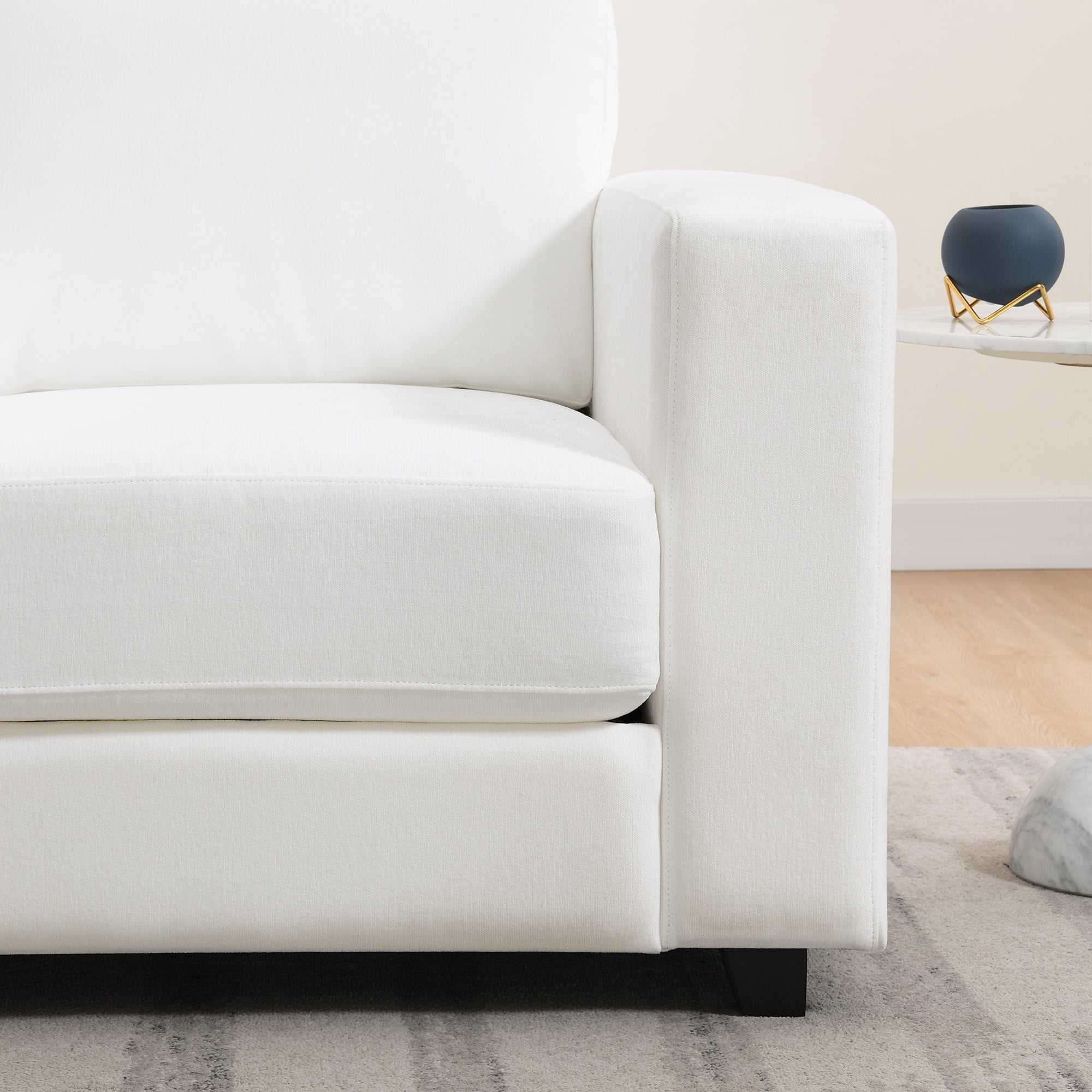 Oversized Accent Chair, Modern Chenille Fabric Upholstered Sofa Chair with Widen Arms, Comfy Armchair Reading Chair for Living Room Bedroom Office, Ivory