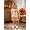 thumbnail image 4 of RUINIXCW Toddler Baby Girls Halloween Outfit Little Girl Summer Fall Dress Clothes Pumpkin Ghost Embroidery Short Sleeve T Shirt and Plaid Shorts Set, 4 of 9