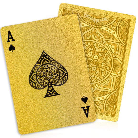 Baraja de cartas doradas de plástico impermeable Wkchxd