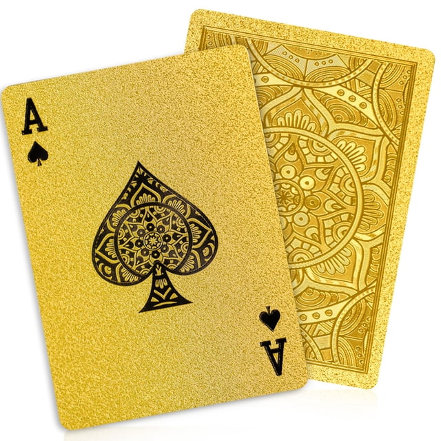 Baraja de cartas doradas de plástico impermeable Wkchxd