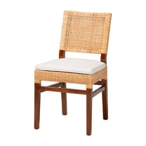 bali & pari Rattan Dining Chair with Cushion - Handwoven Wicker Side Chair