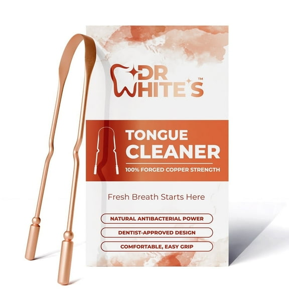 Dr. White’s Copper Tongue Scraper for Adults & Kids – 100% Forged Copper, Self-Sanitizing, Rust-Free, Dual-Grip Oral Care Tool for Fresh Breath & Daily Hygiene