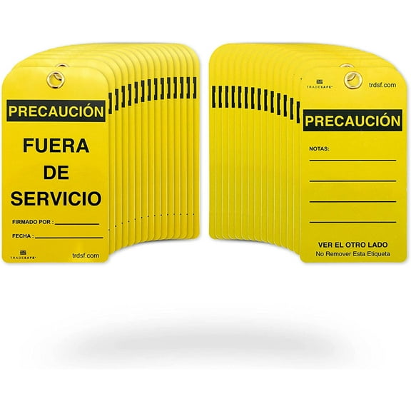 TRADESAFE Spanish Out of Service Tags, Safety Tags 5-1/2” x 3”, 32-Mil PVC Vinyl Caution Sign, 30 Pcs