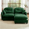 thumbnail image 3 of JERFIT Green Chenille L-Shaped Sectional Sofa with Ottoman, Modern Cloud Couch for Living Room, Tufted Back, High-Density Foam, Ergonomic Design, 3 of 10