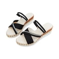 thumbnail image 5 of pwidon Two‑Way Wear Wedge Sandals Women, Rhinestone Crisscross Strap Platform Espadrille Slide Sandals for Summer Casual Black 40, 5 of 5
