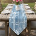 thumbnail image 6 of Vintage Sky Blue Table Runner Linen Burlap Table Runner 70 Inches Long Farmhouse Florals Leaf Coastal Sweet Home Dresser Scarves for Kitchen Island Coffee Dining Room Party Holiday Decor 13"x70", 6 of 8