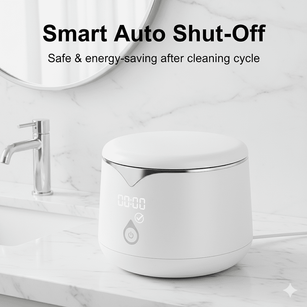 Professional 45kHz Ultrasonic Retainer Cleaner with UV Sanitizer - Portable Cleaning Machine for Aligners, Dentures, Mouth Guards, and Jewelry - 200ml, Dual Cleaning Modes, White