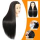 thumbnail image 3 of Cabeza de maniquí con cabello de 71 cm (28 pulgadas), resistente al calor y a prueba de enredos, ideal para trenzar y peinar, con pinza, color negro., 3 of 5